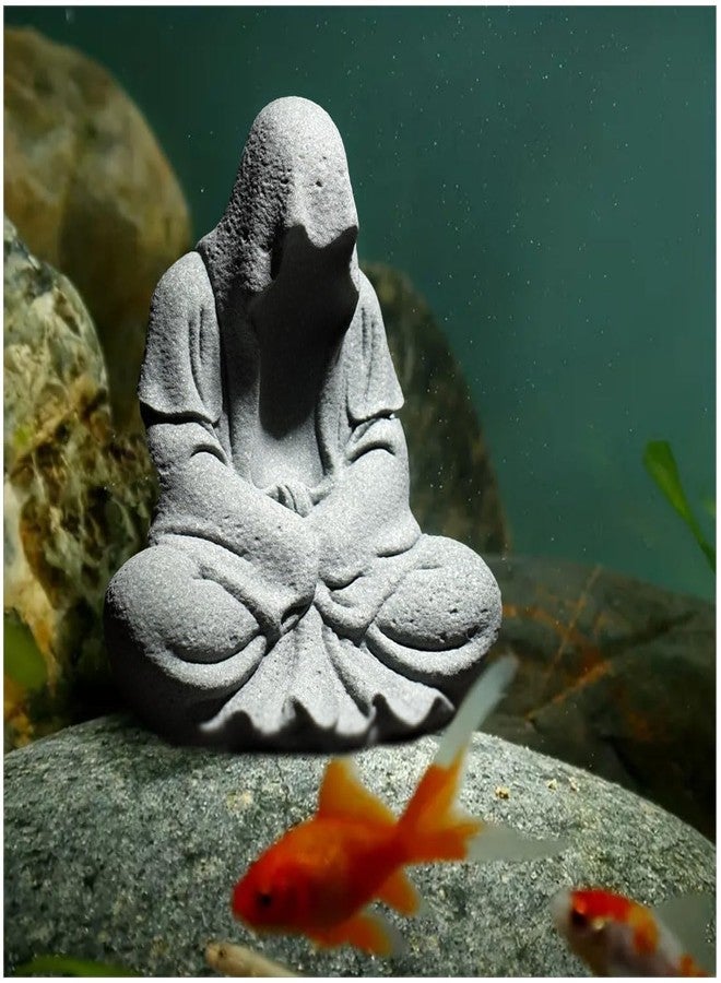 livelyfish Aquarium Buddah Statue Sandstone Zen Buddha Sculptures for Garden Fish Tank Home Decorations (A) - Image 1